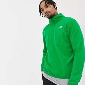 The North Face Men 100 Glacier 1/4 Zip Fleece Sweater in Green Size Small